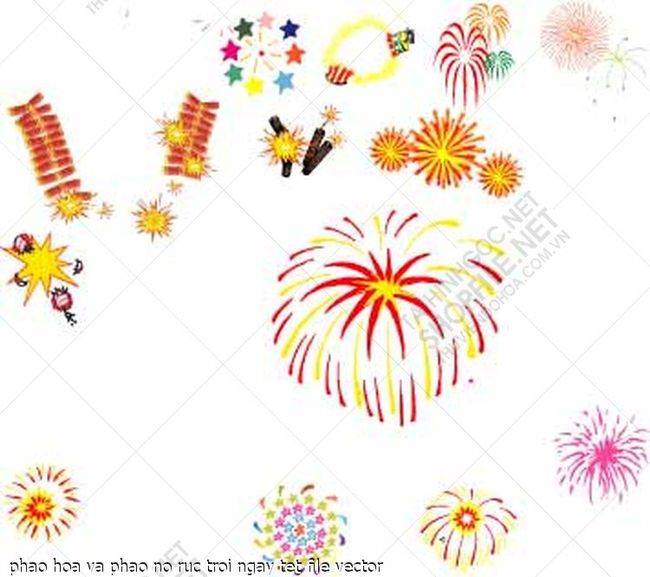 phao hoa va phao no ruc troi ngay tet file vector